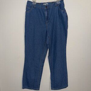 Woman Within Jeans Womens 16W Tall Straight Leg Elastic Waist High Rise Denim‎
